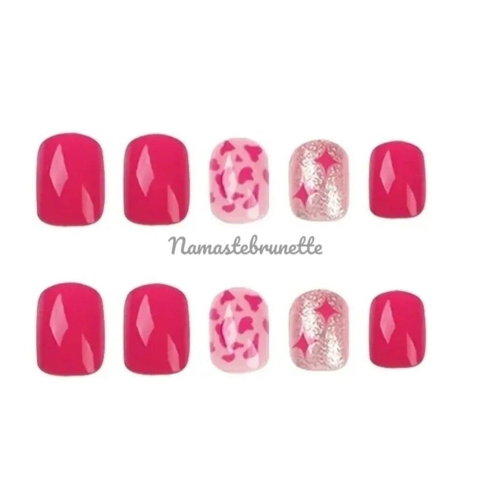 2/$16 Pink Stars Press On Nails